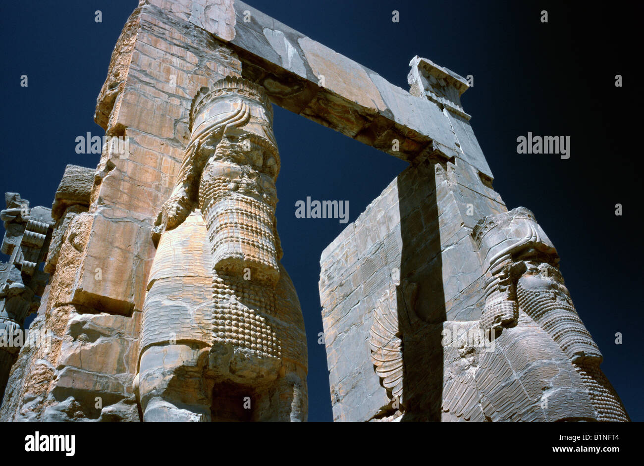 April 14, 2006 - The Gate of All Nations at the ancient ruins of Persepolis near the Iranian city of Shiraz. Stock Photo