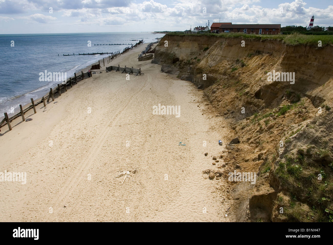 Eroding cliffs severe coastal erosion Happisburgh North Norfolk Coast UK Stock Photo
