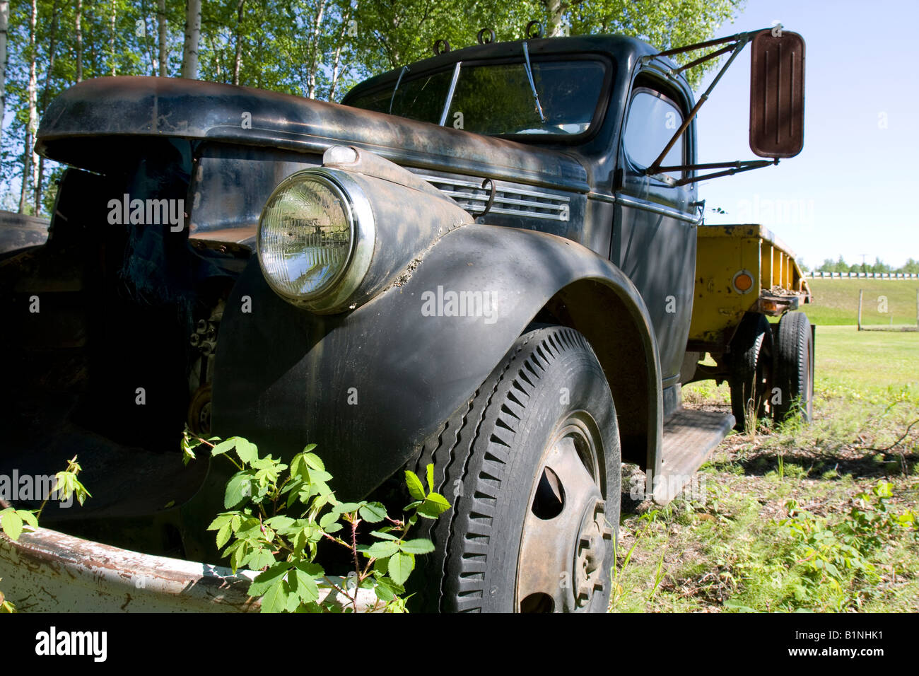 Old car without a motor Stock Photo Alamy
