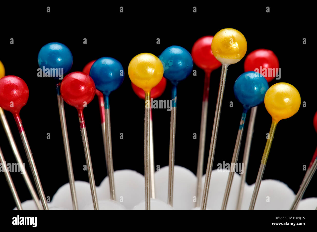 object on black sewing tool Set of pin Stock Photo Alamy