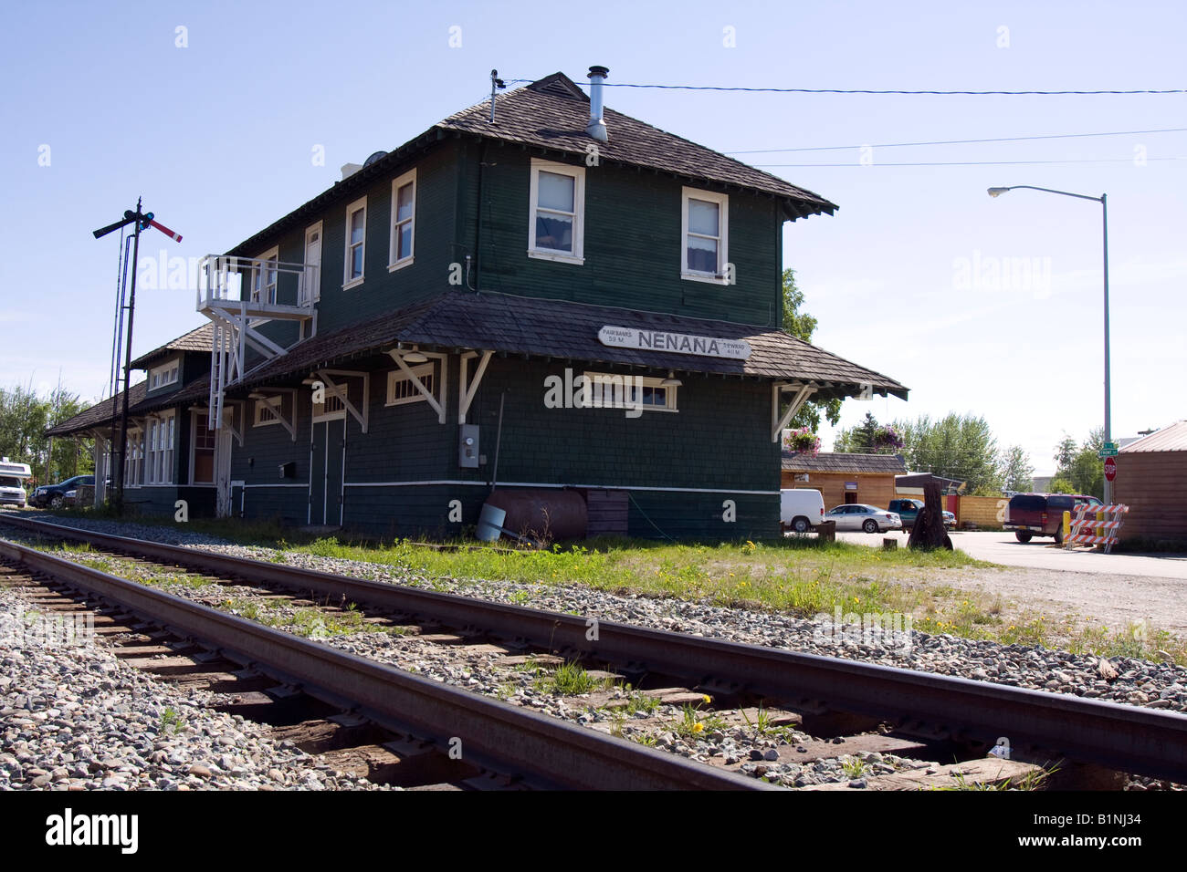 Old train station in Alaska Stock Photo