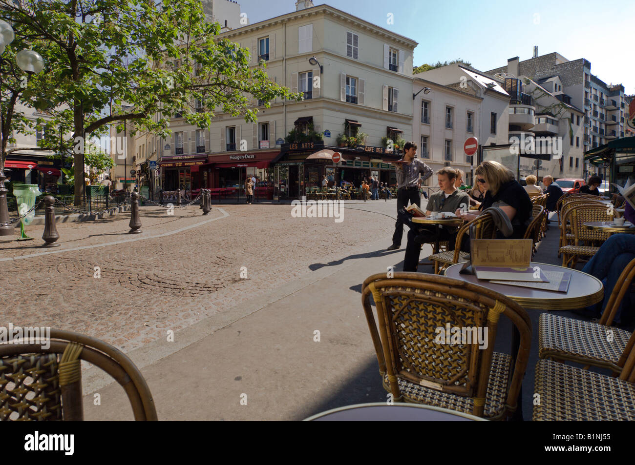 Cafe in Place de la Contrescape Paris France Stock Photo