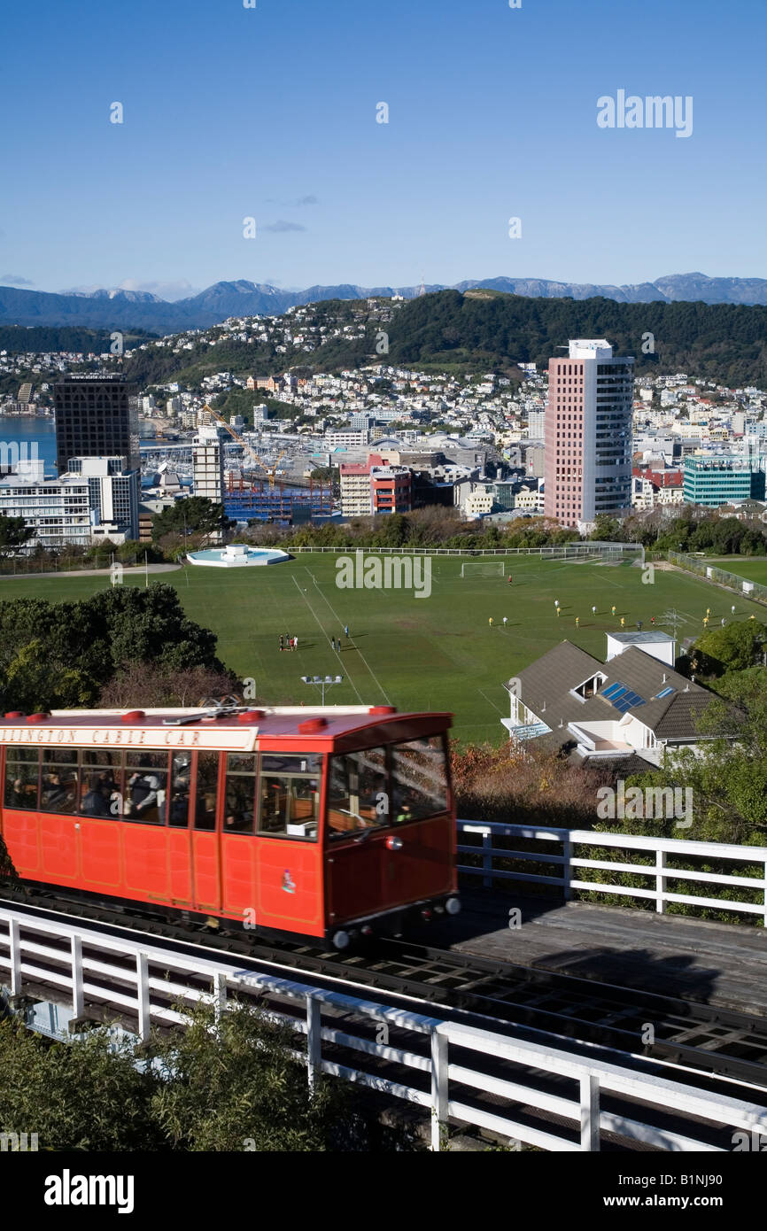 Wellington Cable Car With View Over Wellington City Stock Photo