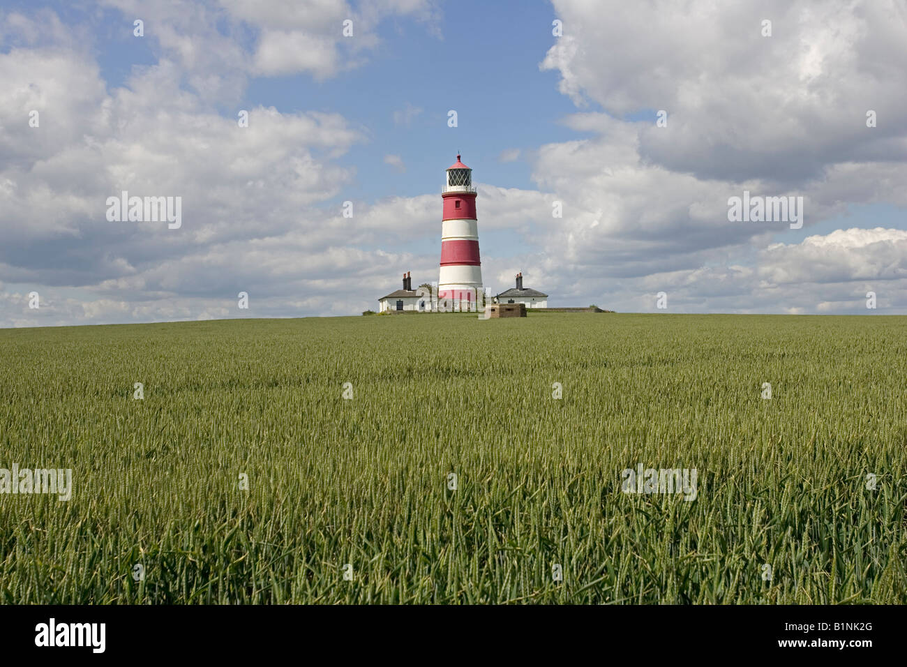 Red and white lighthouse Happisburgh North Norfolk Coast UK Stock Photo