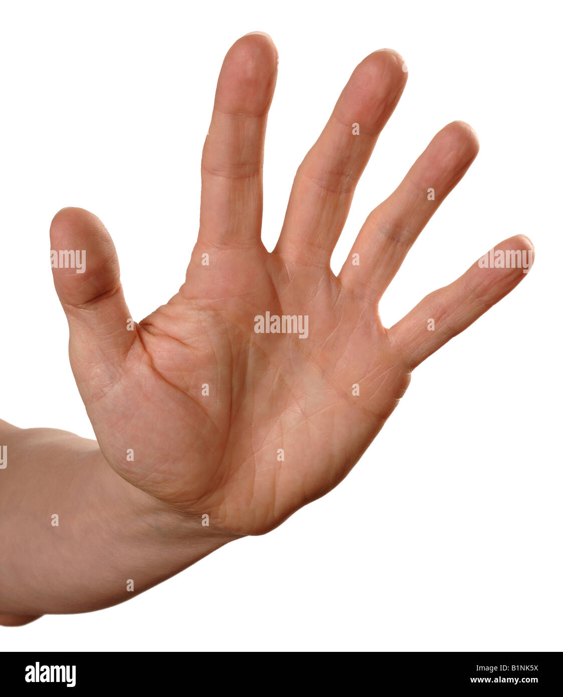 Mans hand and open palm Stock Photo