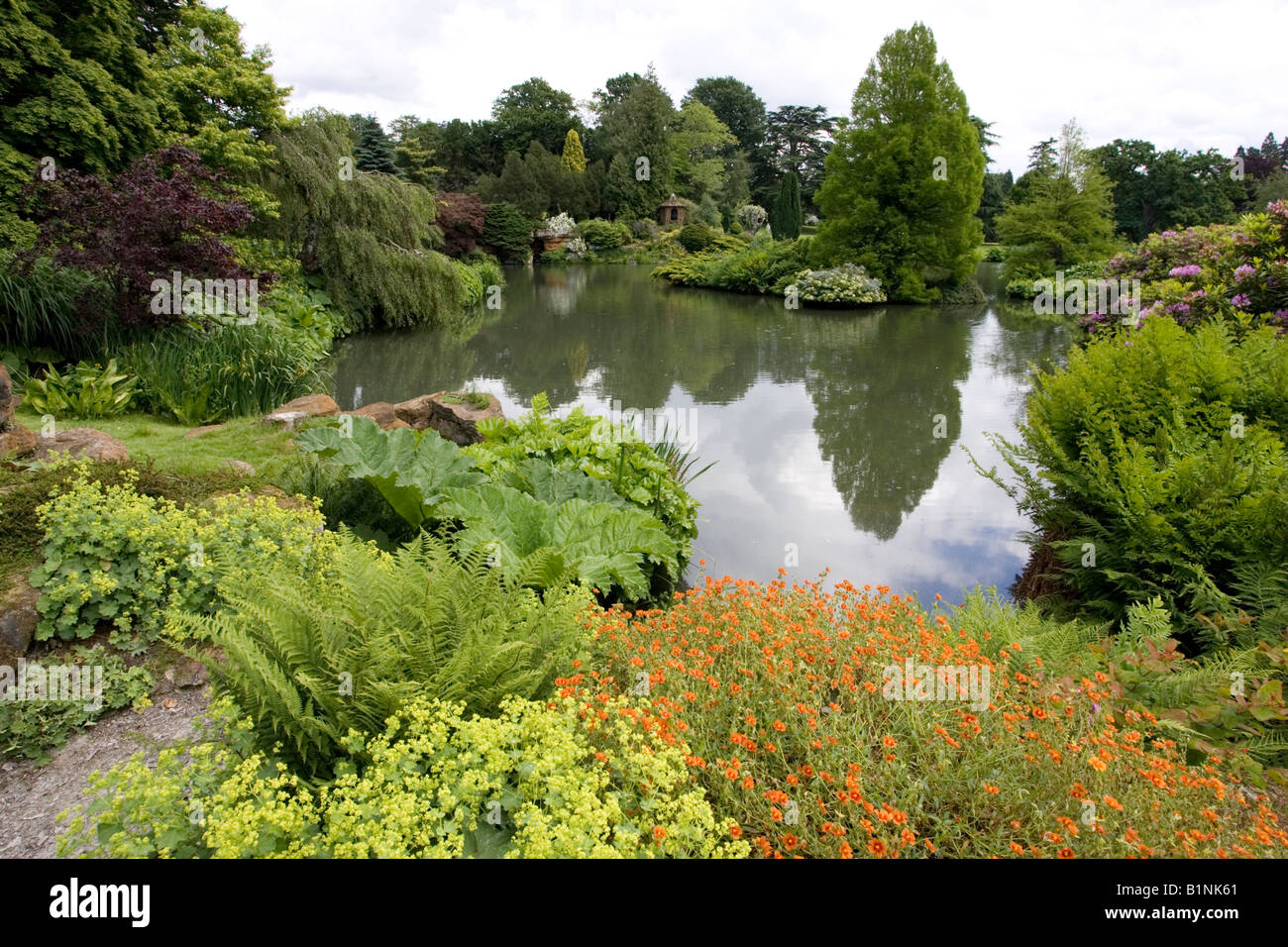 Lake and gardens at Sandringham house Queens country residence near Kings Lynn Norfolk UK Stock Photo