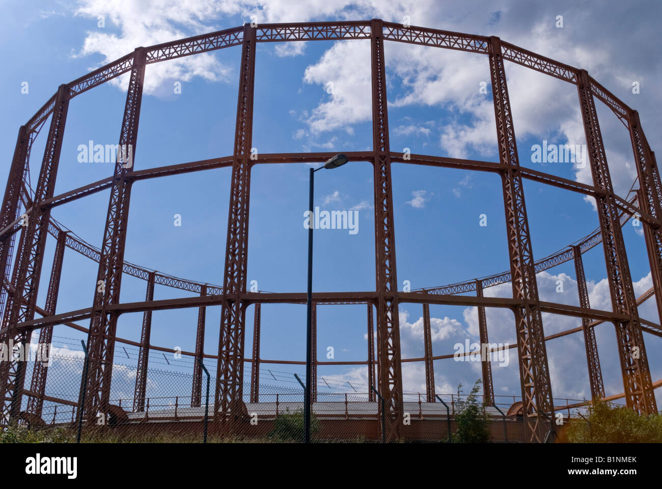 Empty gas storage tank in Southampton Stock Photo