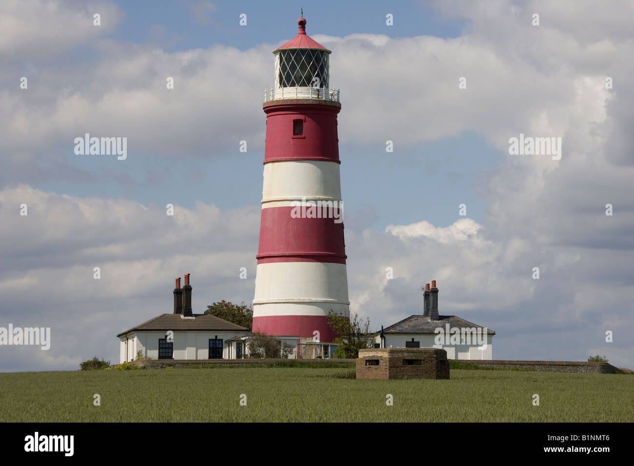 Red and white lighthouse Happisburgh North Norfolk Coast UK Stock Photo