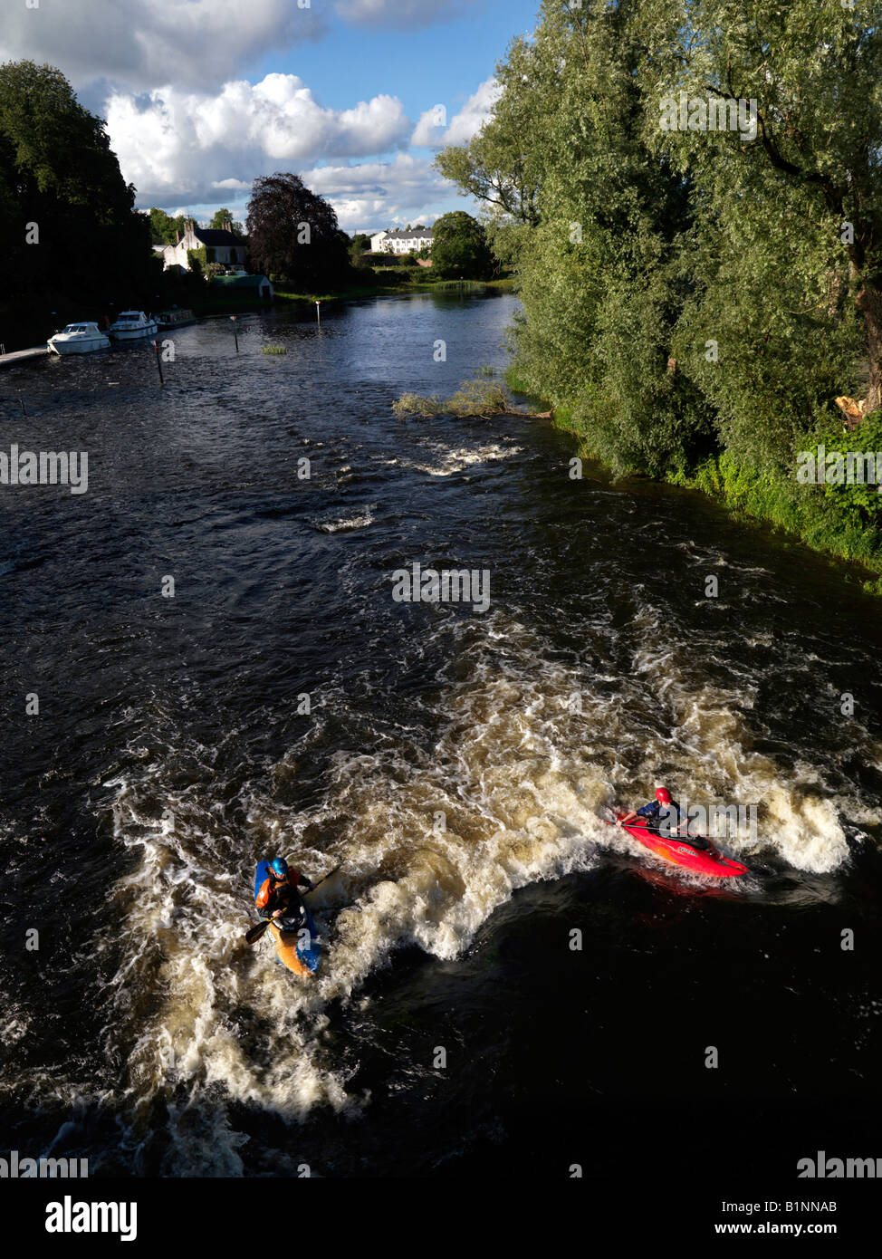 Canoing river Erne Belturbet Cavan Ireland Stock Photo