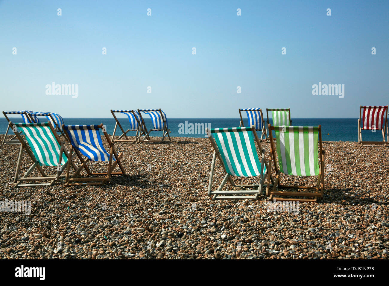 Deckchairs on the beach Stock Photo - Alamy