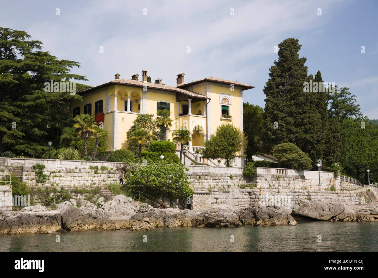 Ika Istria Croatia Europe Old villa on Lungomare walkway on Opatija
