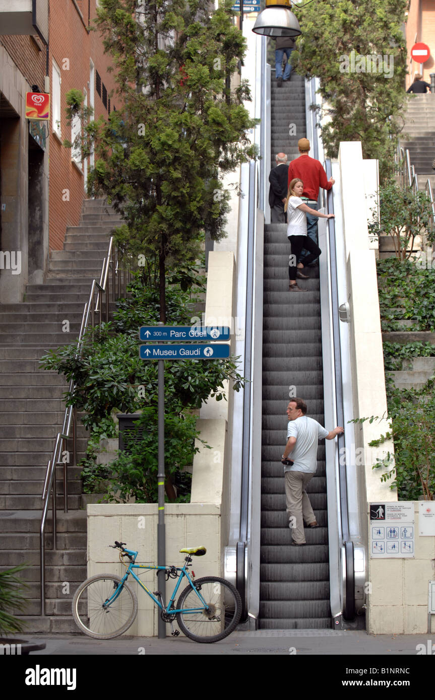 Escalator, Barcelona, Spain Stock Photo