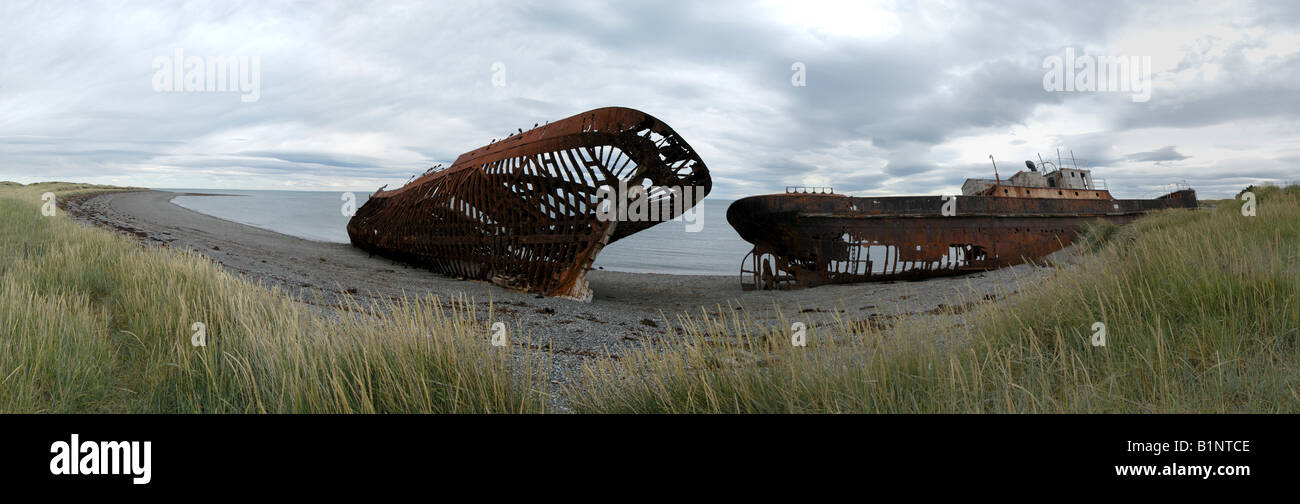 Iron Shipwrecks On Beach In Chile Stock Photo Alamy