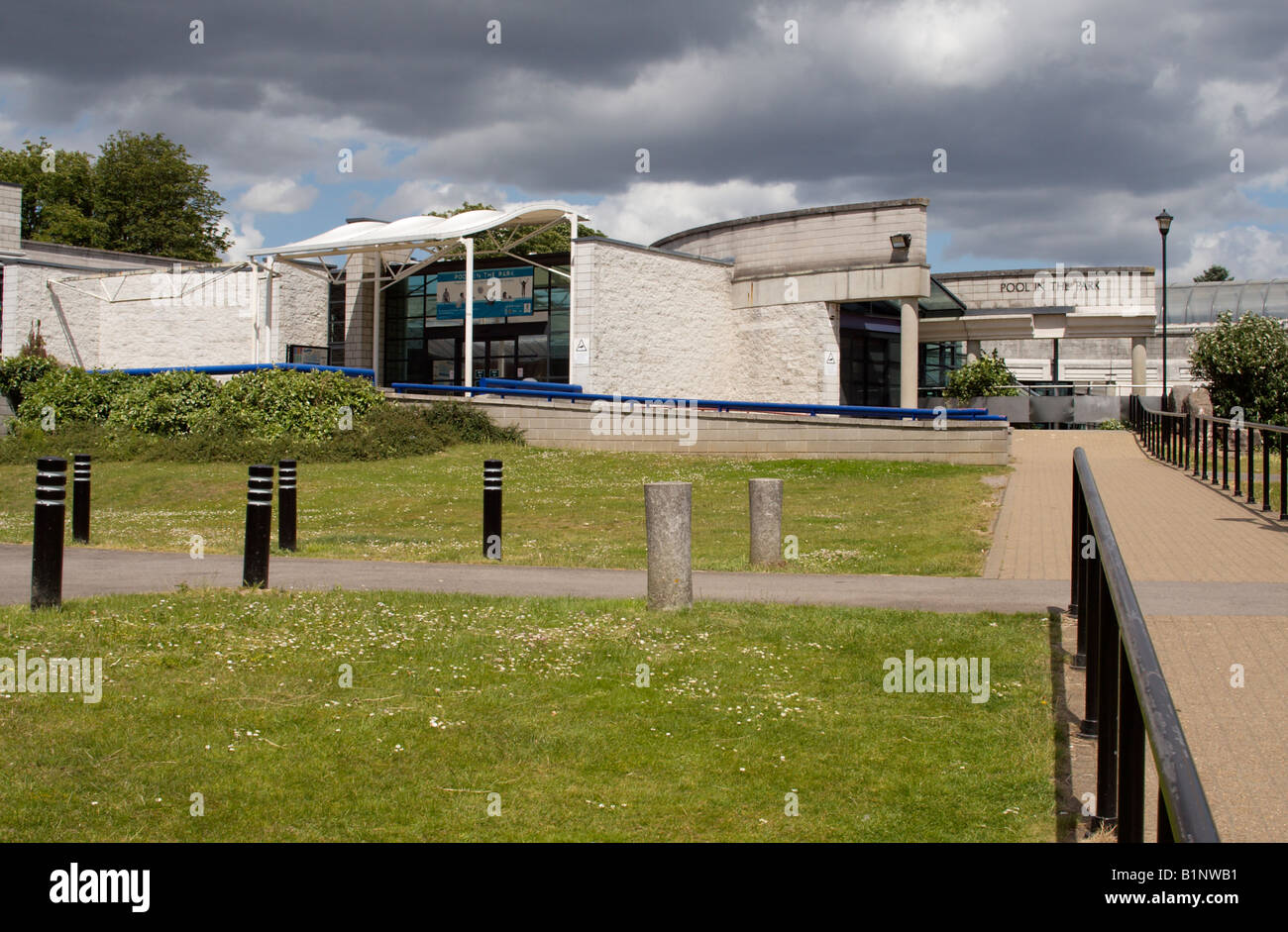 England surrey woking pool in the park swimming exterior stock photo