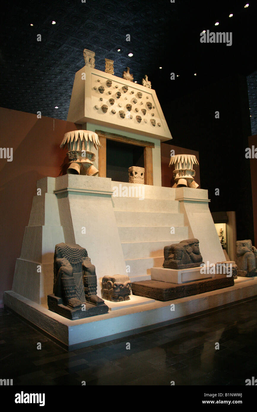 Model Reconstruction of a Mexican Pre Hispanic Sacrificial Alter, National Museum of Anthropology, Chapultepec Park, Mexico City Stock Photo