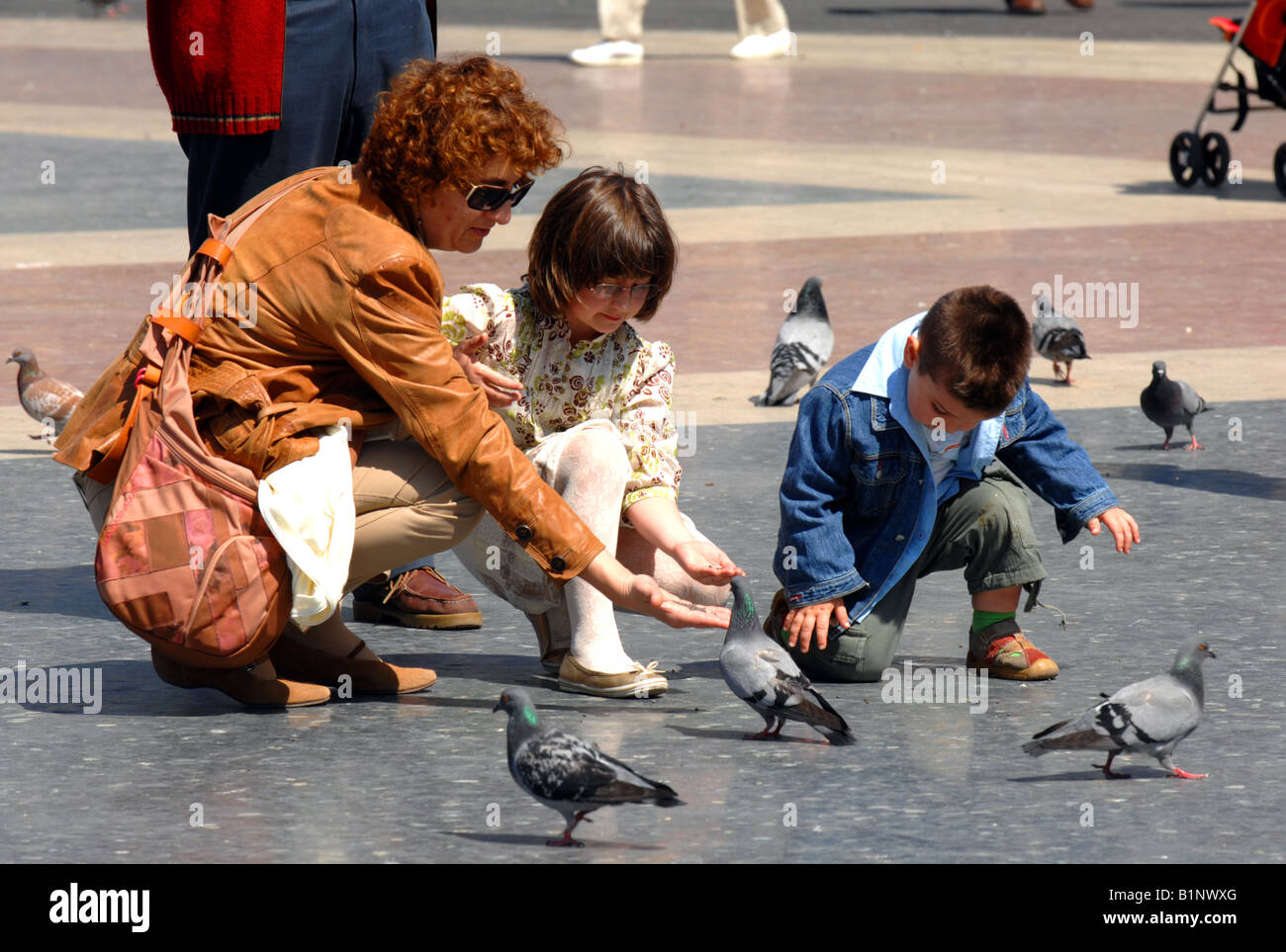 Barcelona, Plaza Catalunya, 'Main Square', Barcelona, Spain Stock Photo