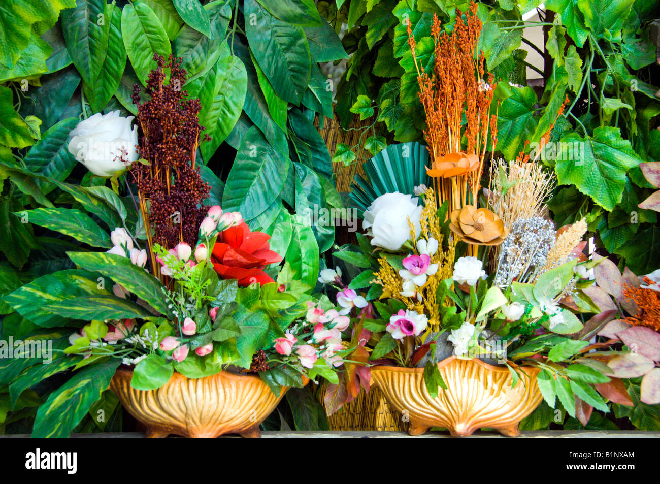 Floral arrangements at an outdoor flower shop in Zamalek Cairo Egypt