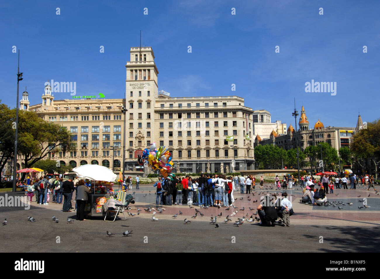Barcelona, Plaza Catalunya, 'Main Square' Barcelona, Spain Stock Photo