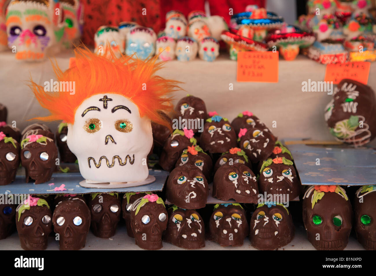 Chocholate and Sugar Skull Candy Day of the Dead Festival Guanajuato Mexico Stock Photo
