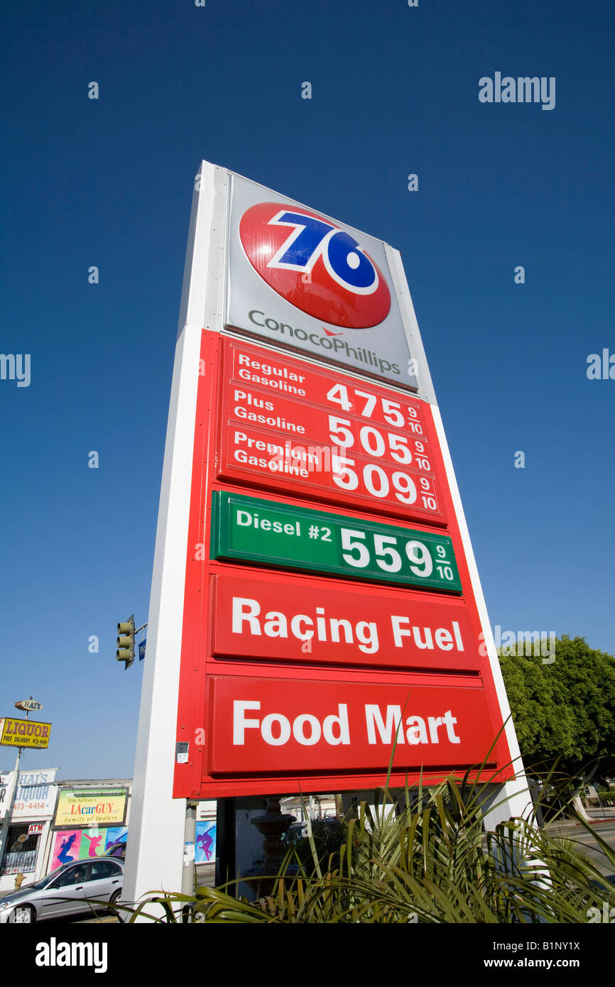 Five dollar gas hits Los Angeles West LA California USA Stock Photo
