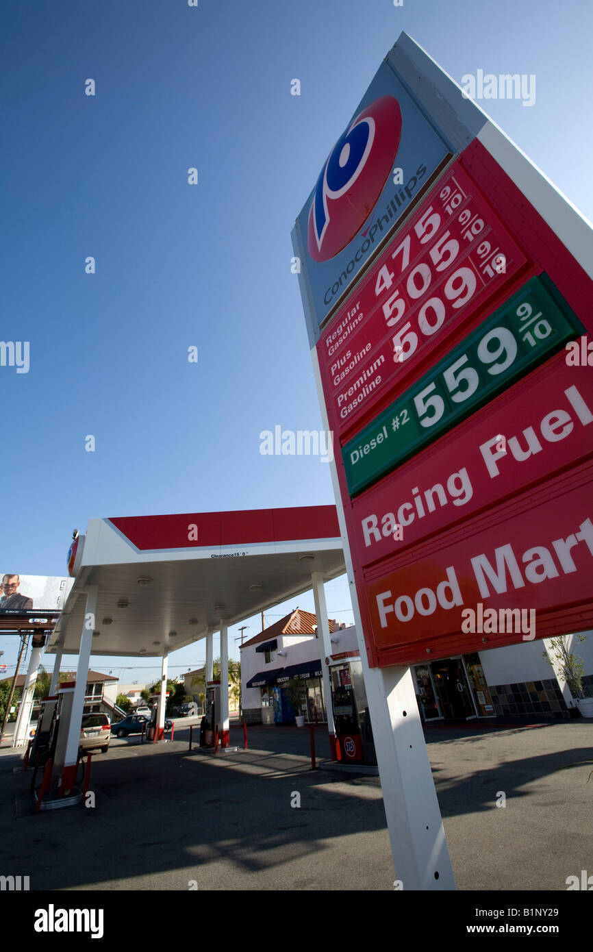 Five dollar gas hits Los Angeles West LA California USA Stock Photo