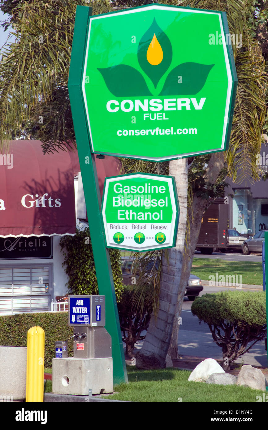 Conserv Fuel Gas Station sells Biodiesel and Ethanol Brentwood Los Angeles County California USA Stock Photo