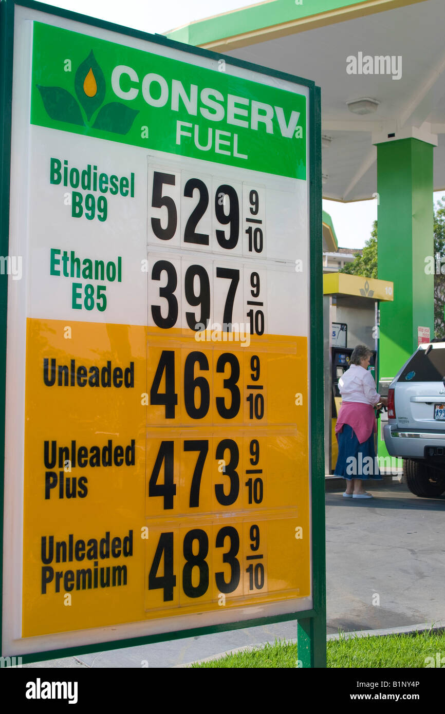 Conserv Fuel Gas Station sells Biodiesel and Ethanol Brentwood Los Angeles County California USA Stock Photo