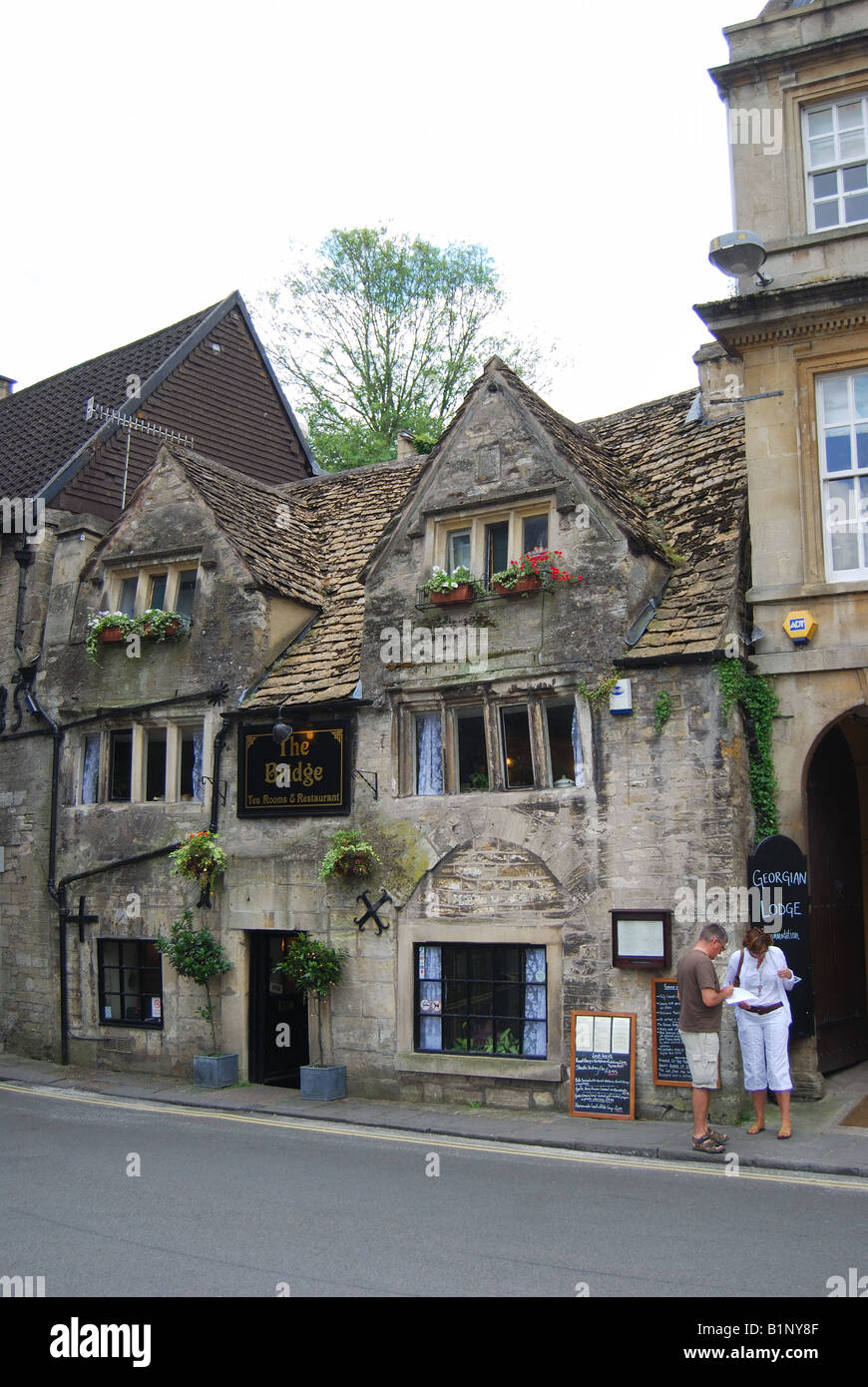 The Bridge Tea Rooms and Restaurant, Bridge Street, Bradford-on-Avon, Wiltshire, England, United Kingdom Stock Photo