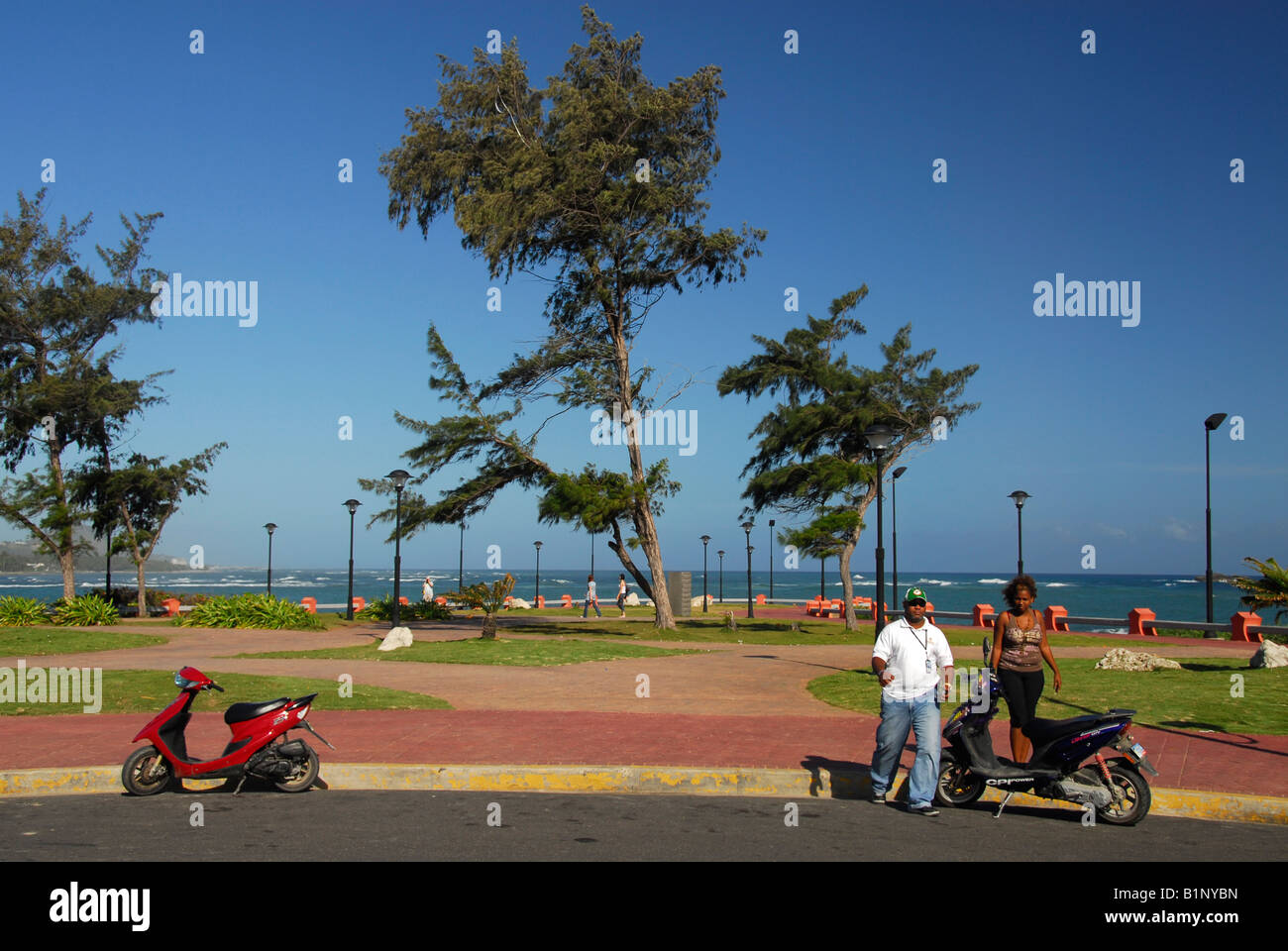 Motorbiker on the Malecon in Puerto Plata, Dominican Republic Stock