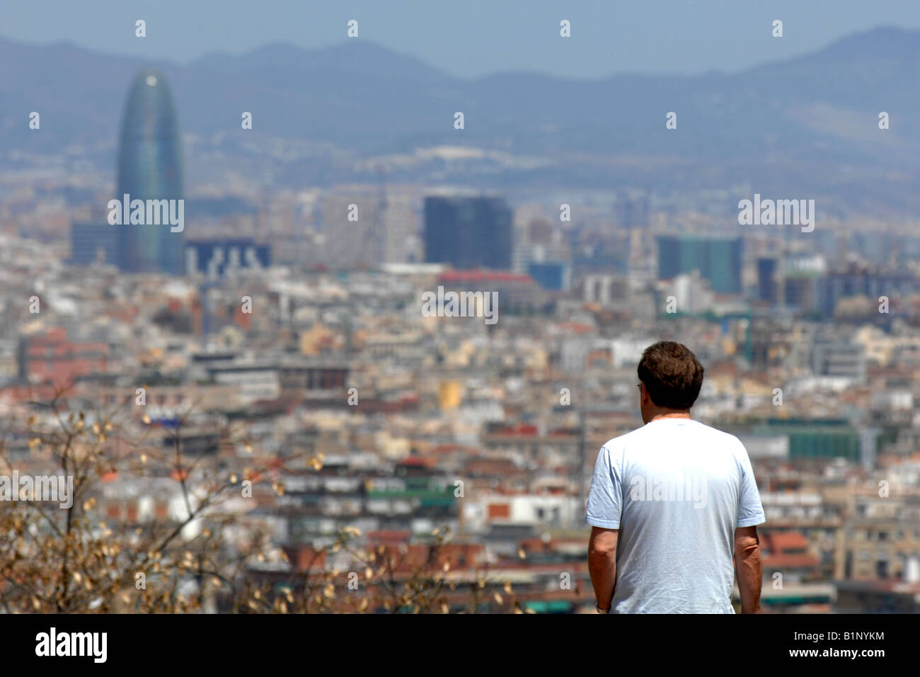 Barcelona city and Torre Agbar, Barcelona, Spain Stock Photo