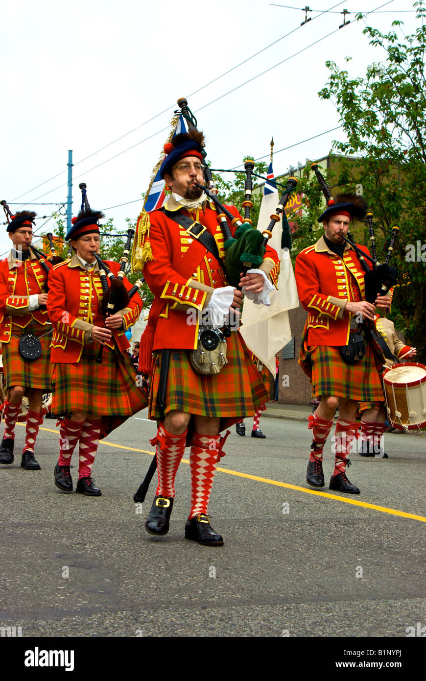 Bag pipe marching band at Point Grey Fiesta Day local festival parade