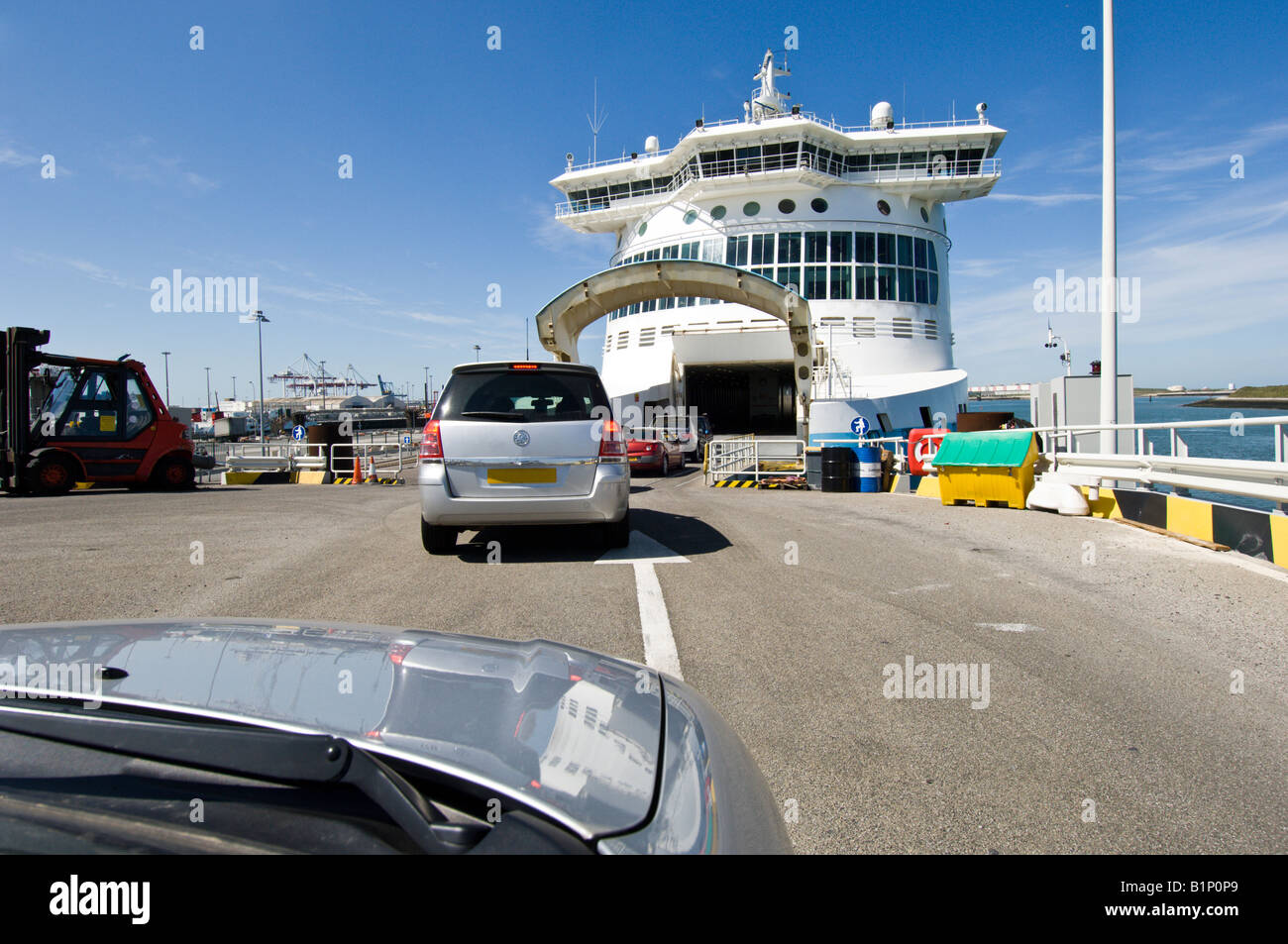 Driving aboard crosschannel car ferry Dunkerque France Stock Photo Alamy