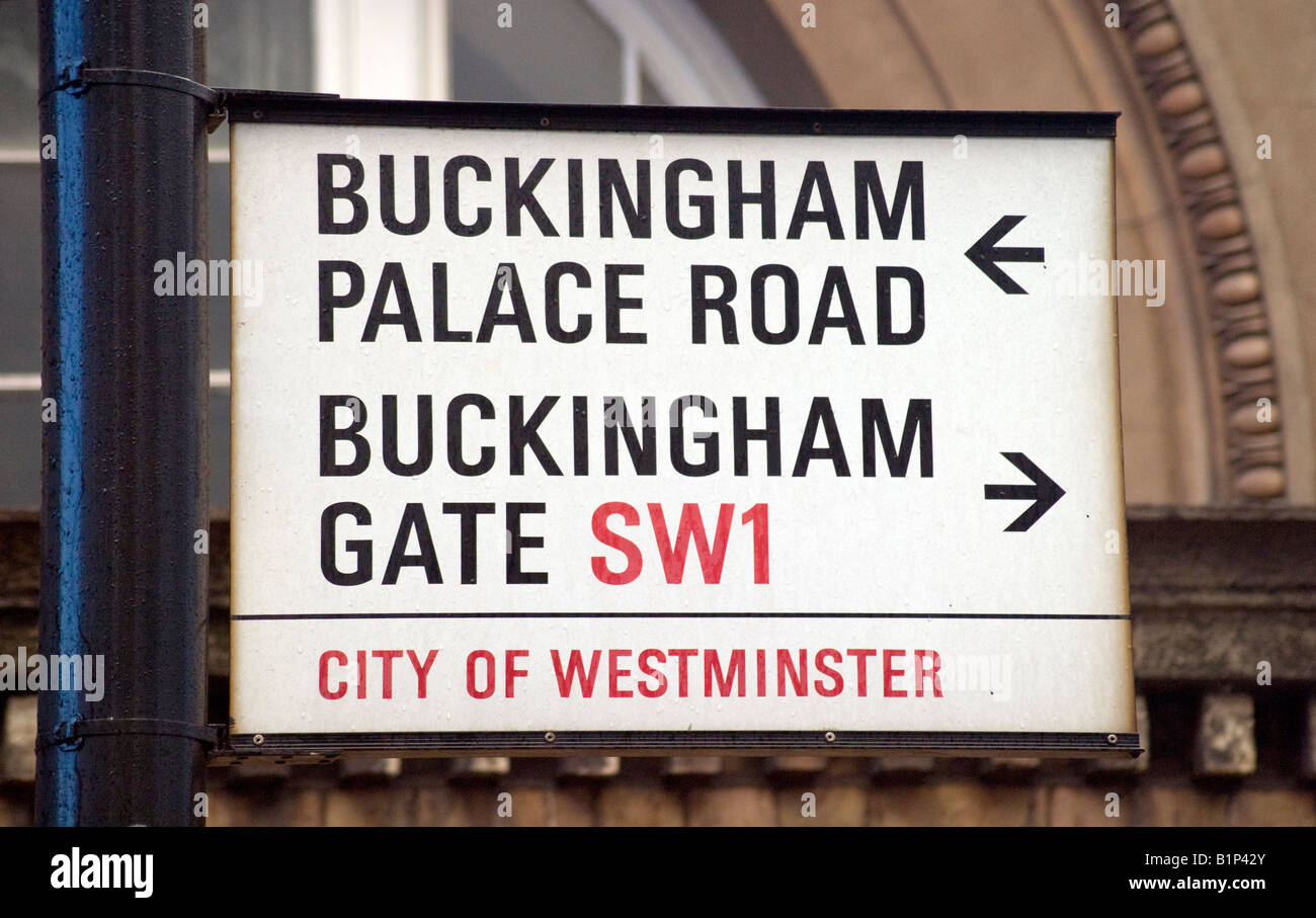 Sign For Buckingham Palace Road and Buckingham Gate, Westminster. London Stock Photo