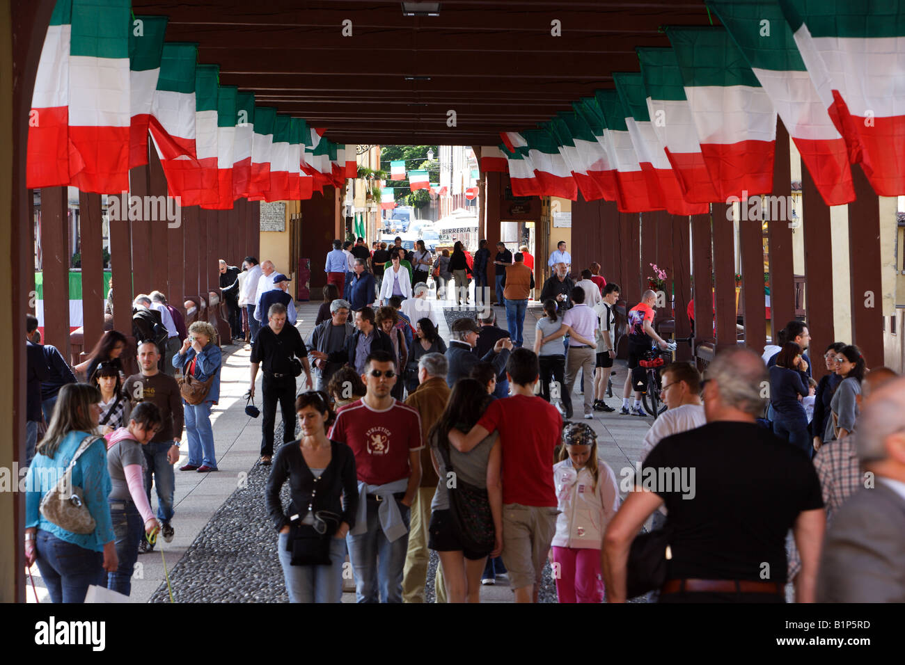Tourist crowd in Bassano del Grappa Stock Photo