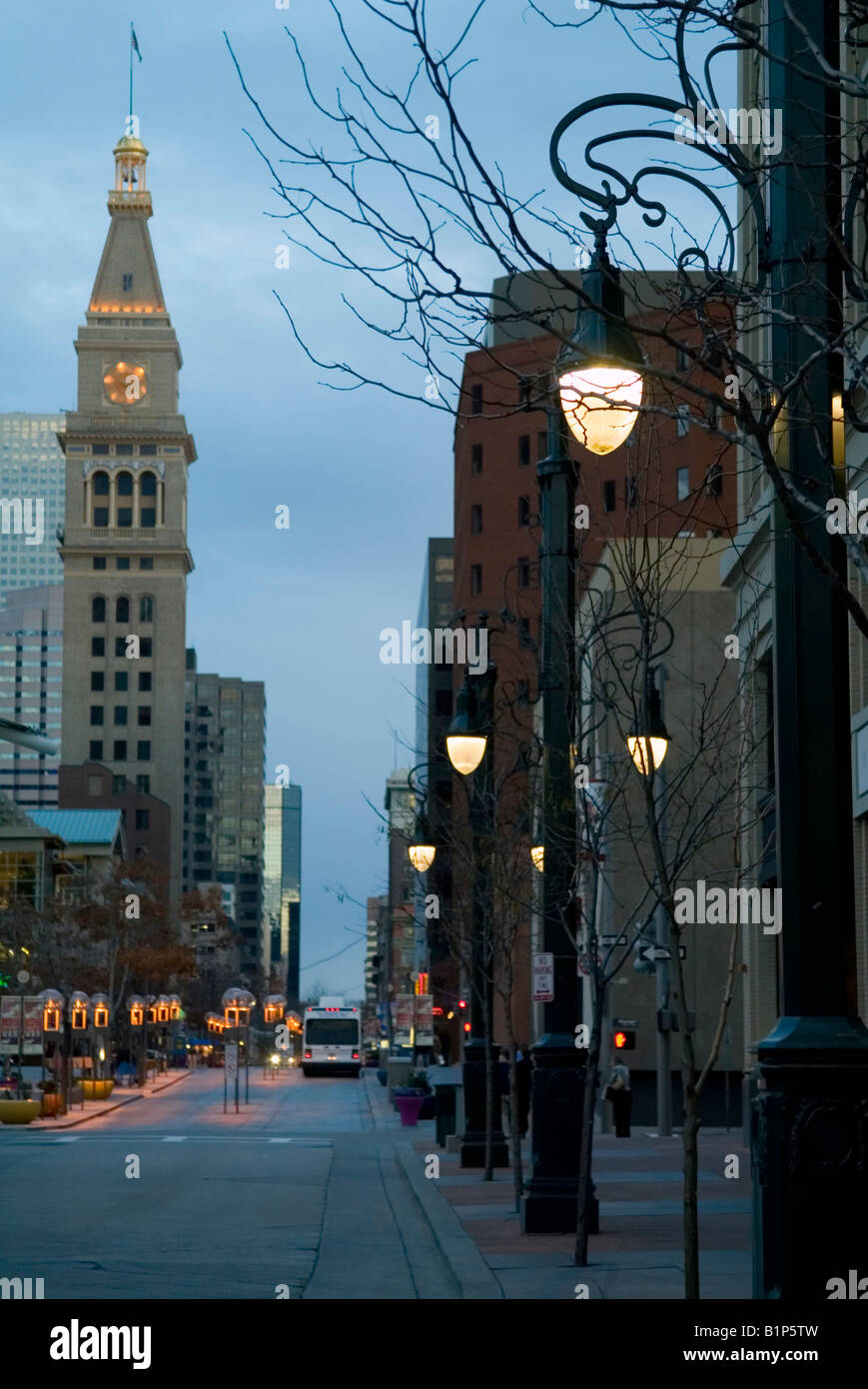 Downtown Denver Lodo clock tower Stock Photo Alamy