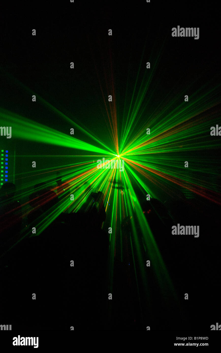 colored laser lights in a disco party Stock Photo Alamy