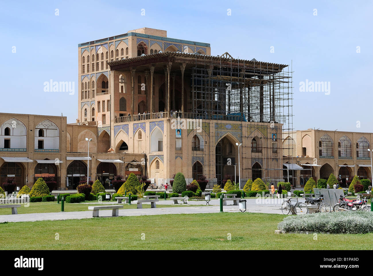 Iran, Esfahan, Ali-Qappu Palace under restoration,Esfahan,Iran Stock Photo