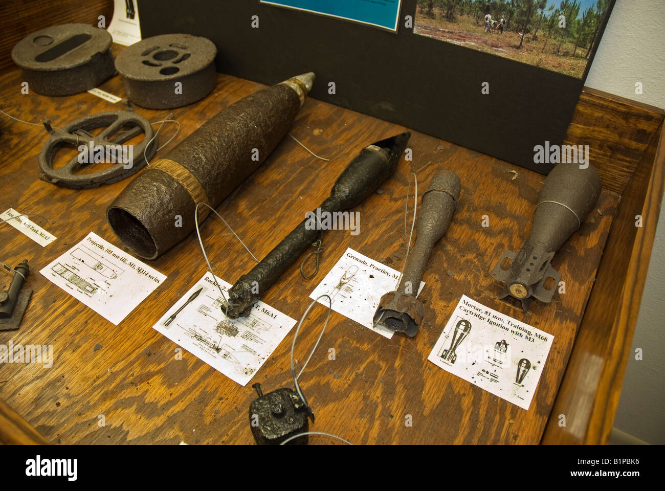 WW 2 ordnance from training camp in museum, Carrabelle, Florida Stock Photo