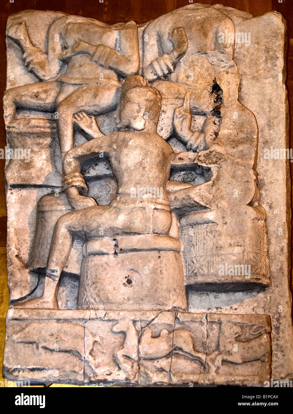 Fragmentary sculptures 2nd century AD the dome Buddha Madras India Stock Photo