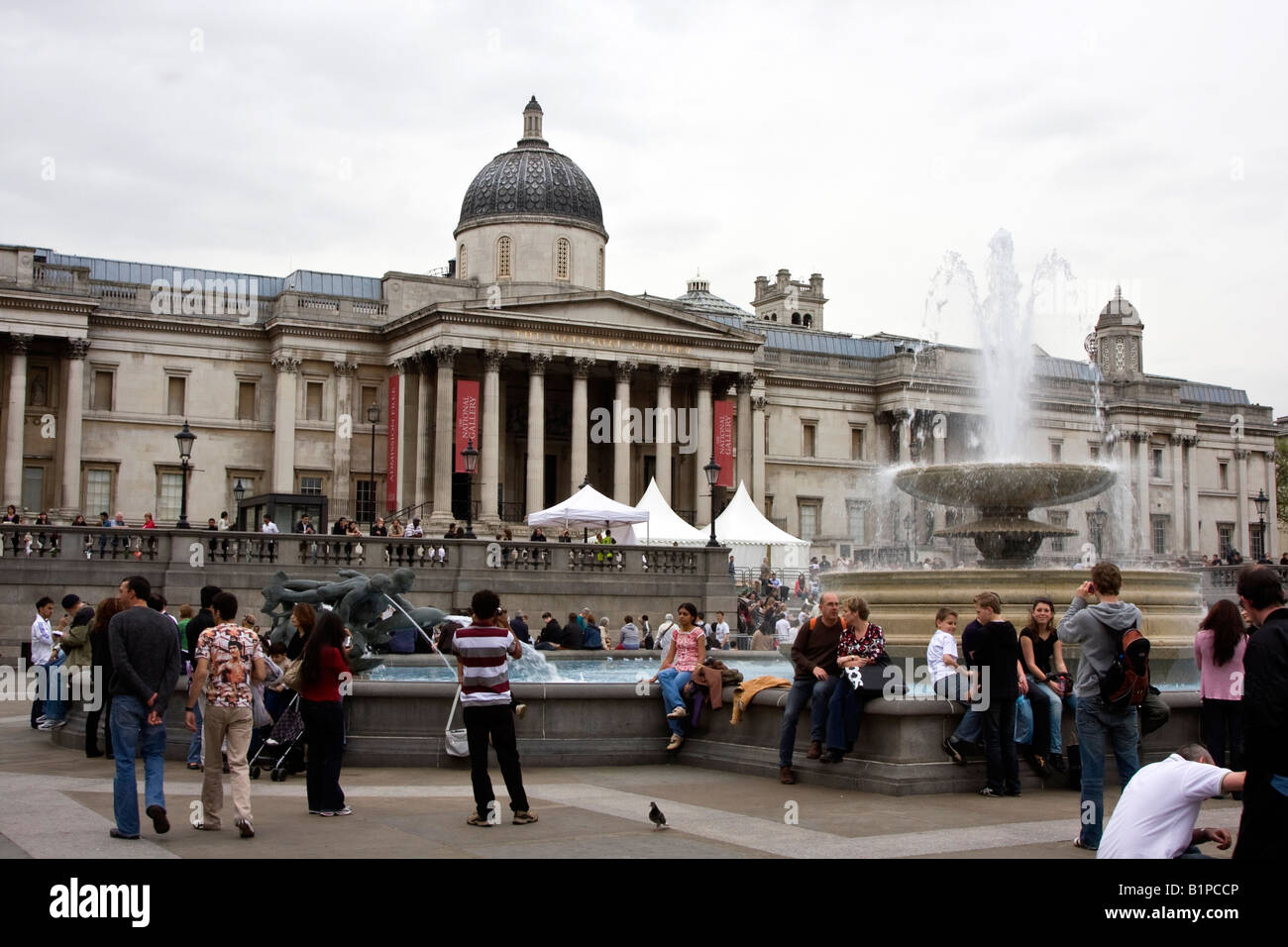 National Portrait Gallery from Trafalgar Square, London England Stock Photo