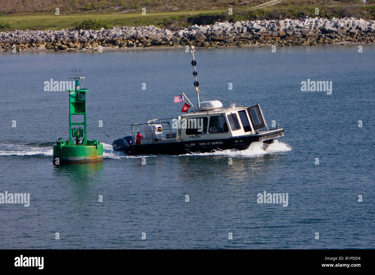 United States Army Corps of Engineers SeaArk Patrol Boat South of Cape Canaveral Florida Stock Photo