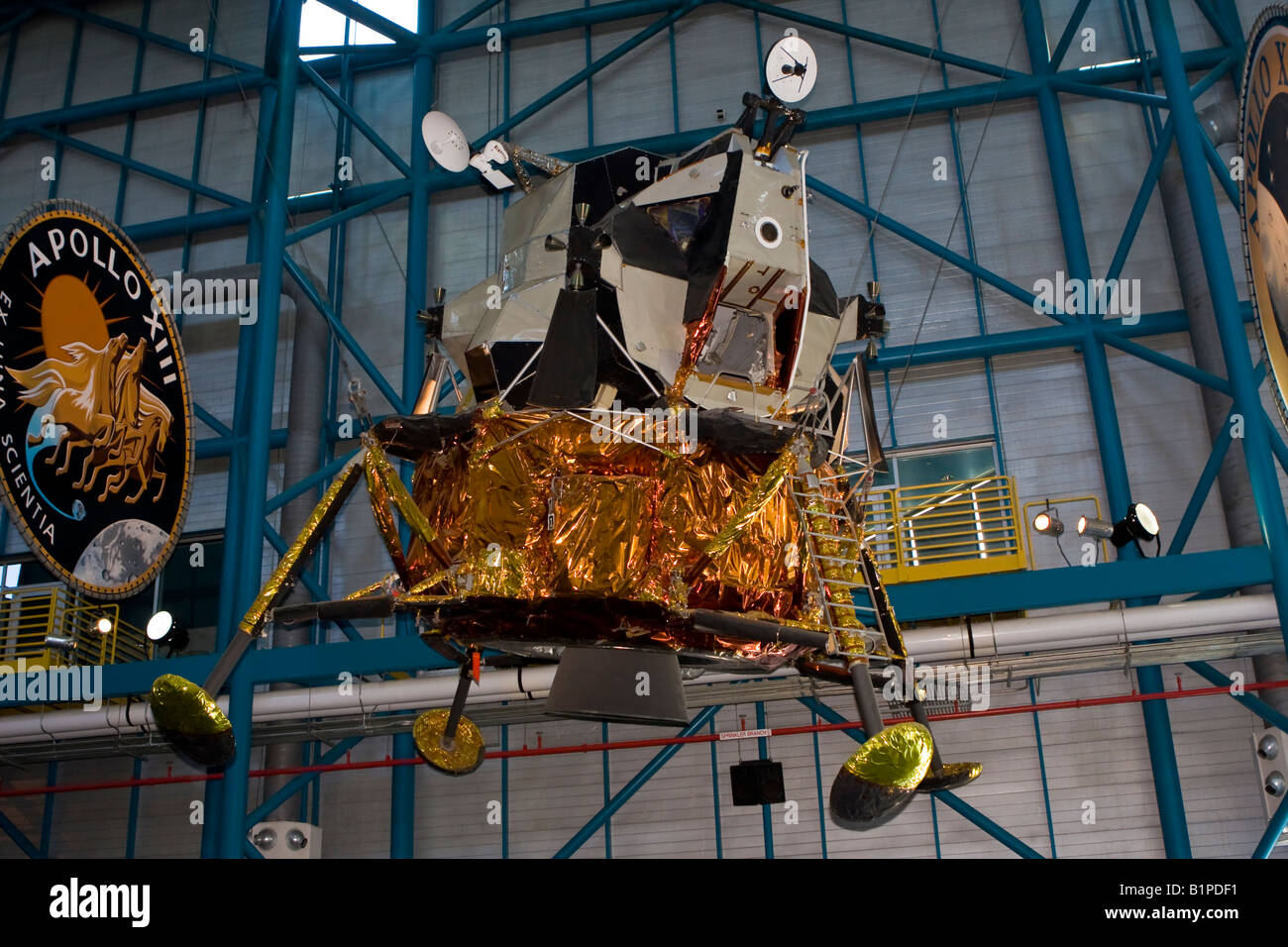Lunar Lander Display at the Saturn Apollo Center at the John F Kennedy Space Center Cape Canaveral Florida Stock Photo