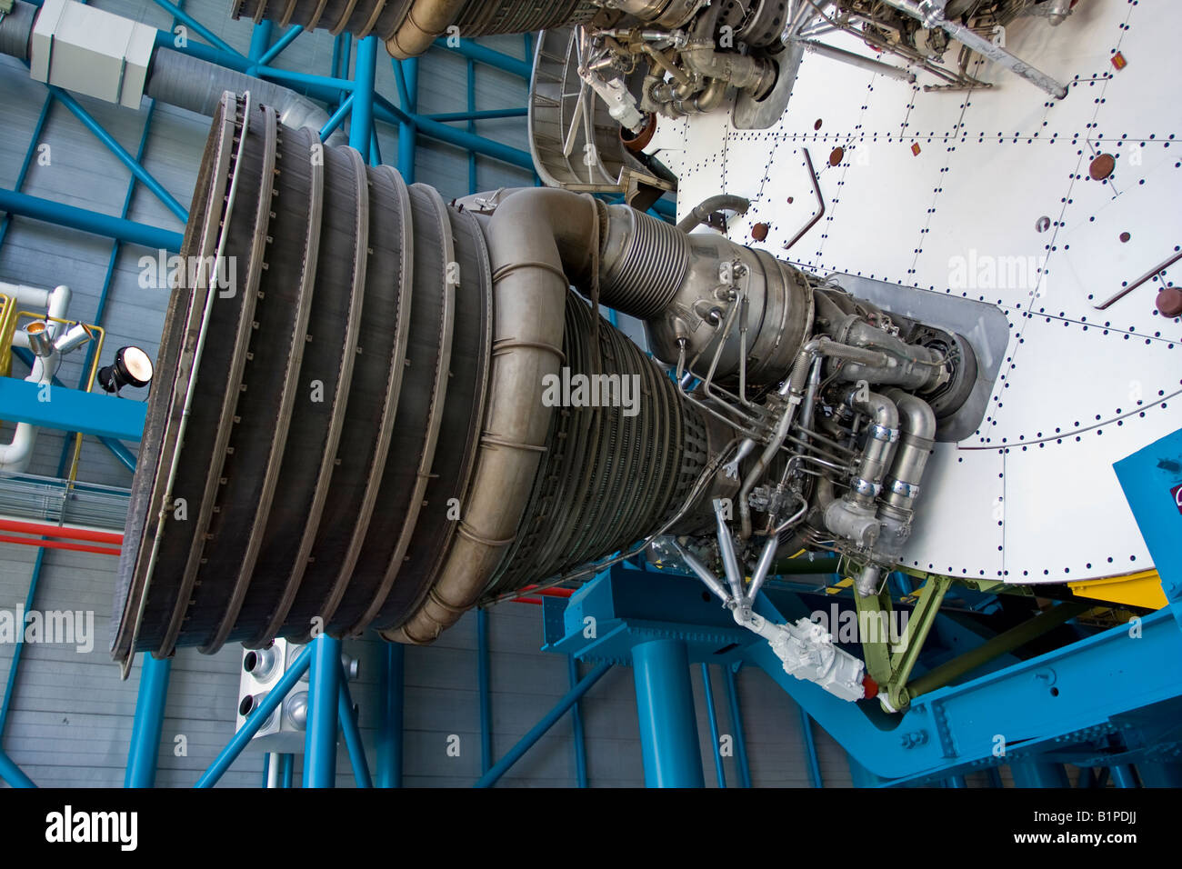Side View of a Saturn 5 Rocket Motor at the John F Kennedy Space Center in Cape Canaveral Florida USA Stock Photo