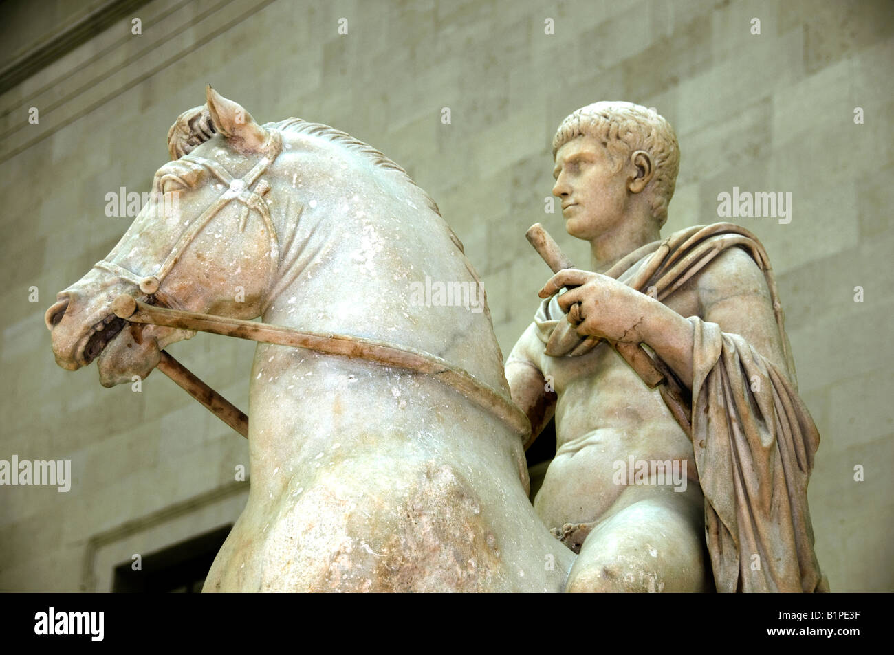 Marble statue youth on horseback rome roman 1st century AD Stock Photo ...