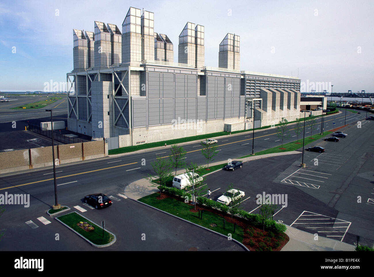 Vent building for the Ted Williams tunnel under Boston Harbor Stock