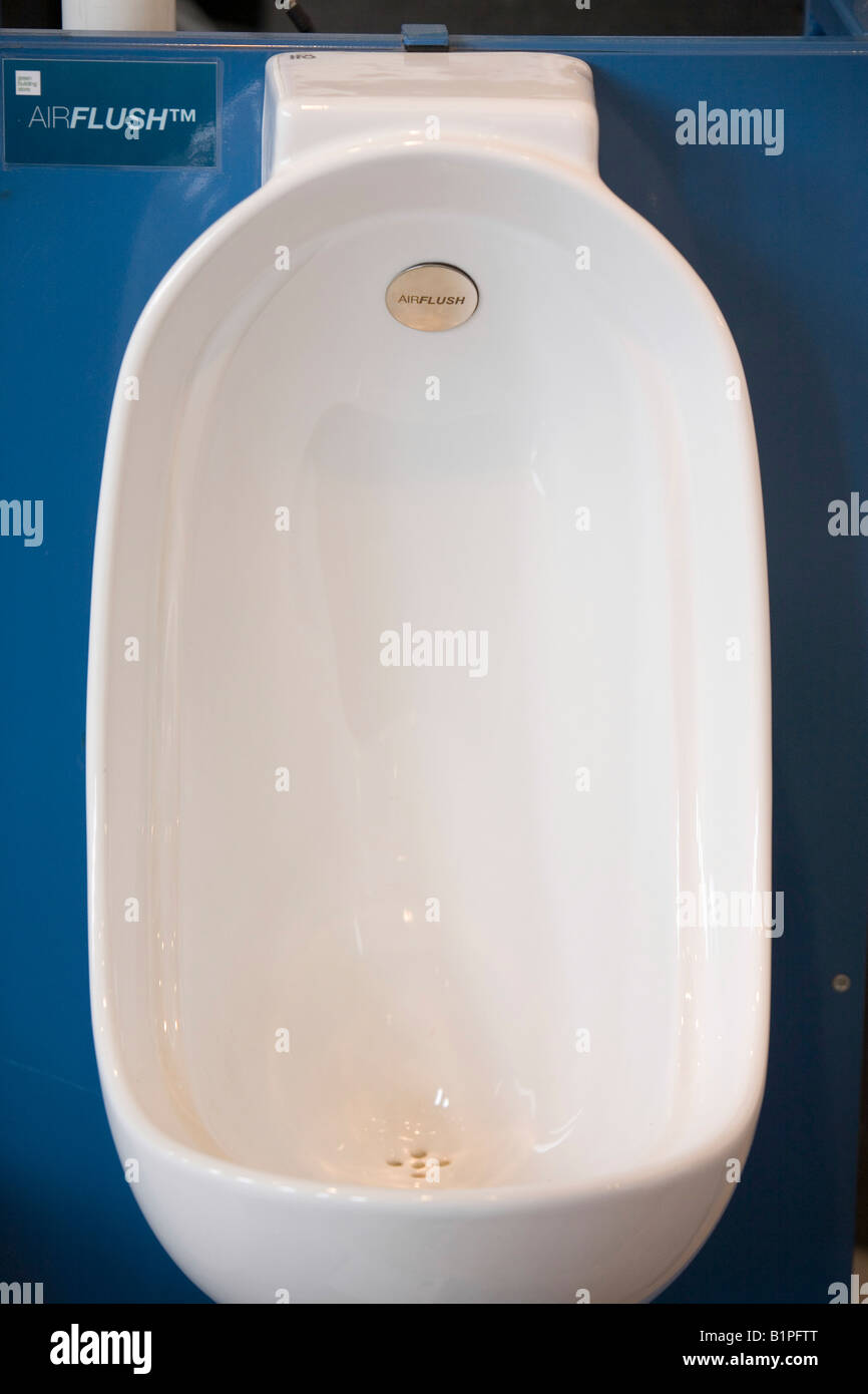An air flush toilet on display at the Future Homes conference at the