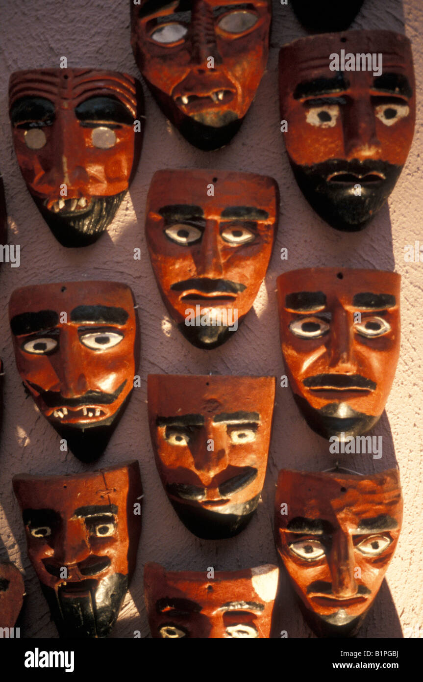 Wooden devil masks on display in the Museo Rafael Coronel museum, Zacatecas,  Mexico Stock Photo - Alamy