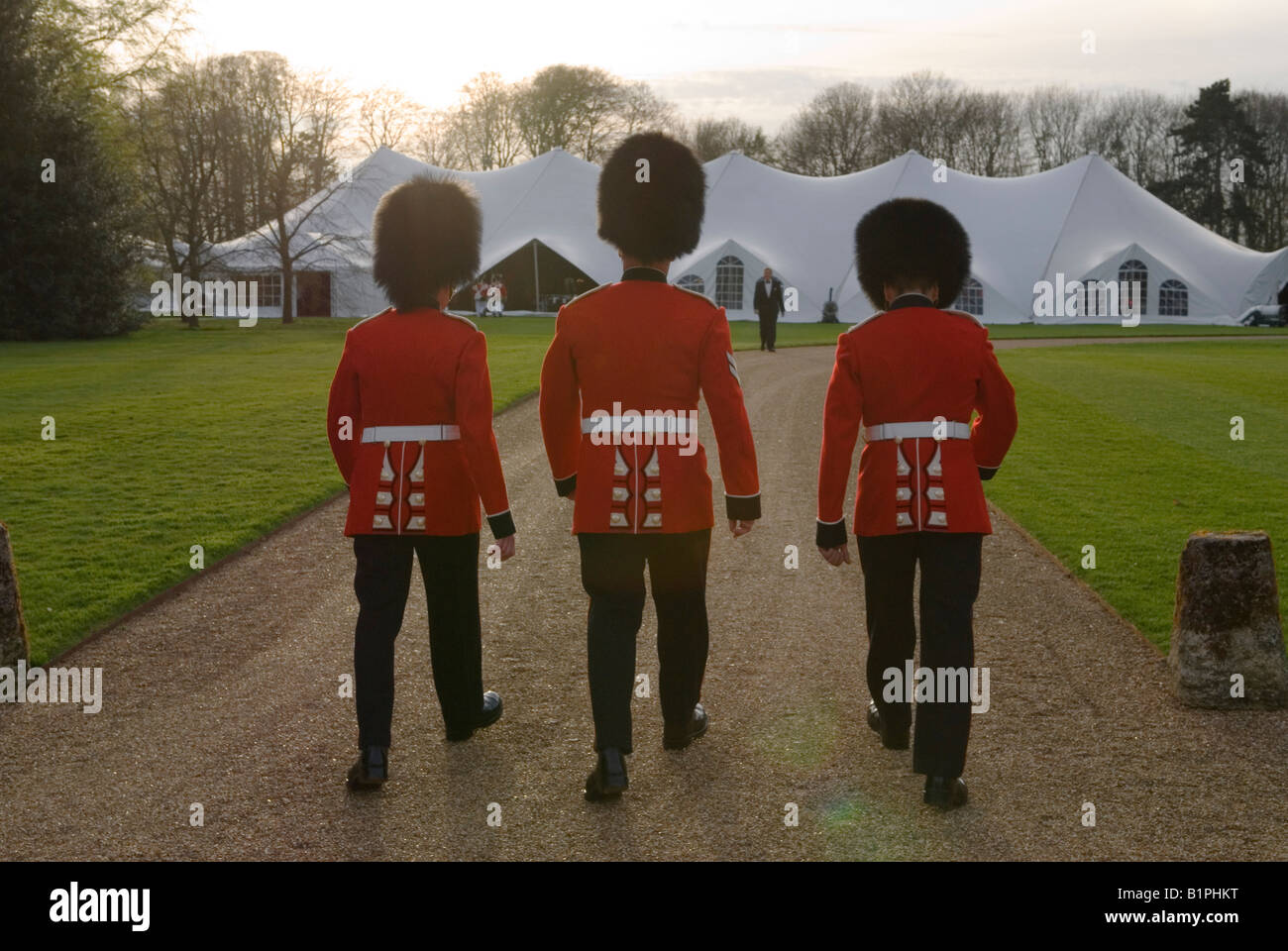 Private Party Hampshire UK 2008. British soldiers who will play military marching music for guests HOMER SYKES Stock Photo