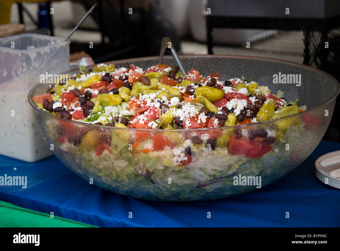 Greek salad offered at Florida Festival Stock Photo Alamy