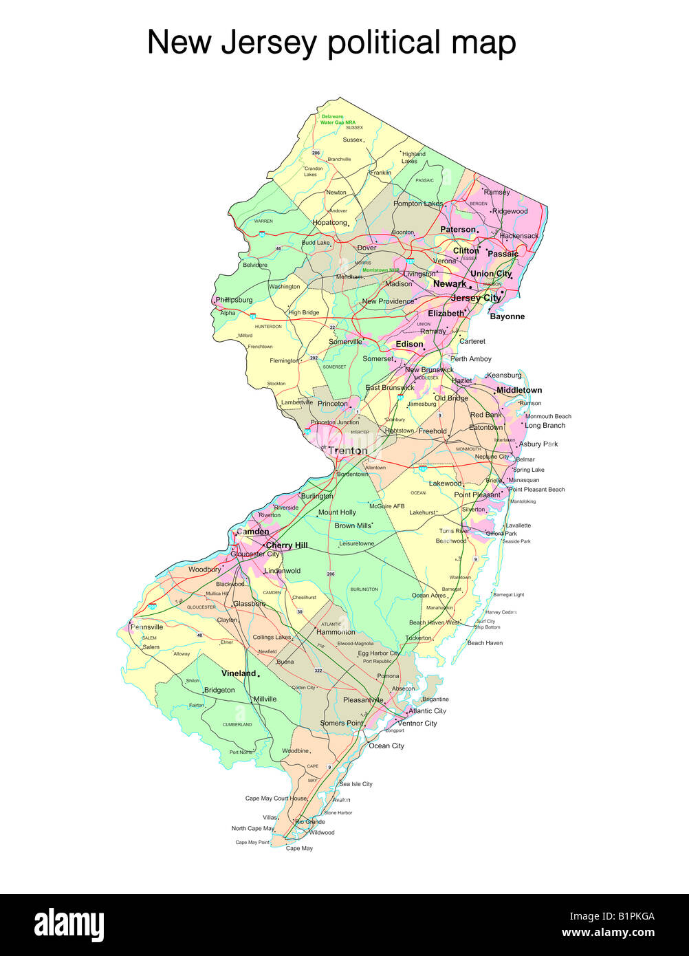 Map of new jersey hi-res stock photography and images - Alamy